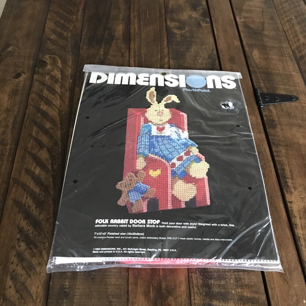 Dimensions PlasticPoint Folk Rabbit Door Stop Kit #2541 Vintage 1989 Made in USA